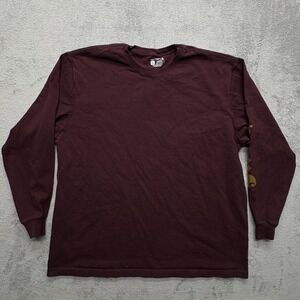 Carhartt Shirt Mens 2XL Maroon Long Sleeve Loose Fit Graphic Workwear Cotton